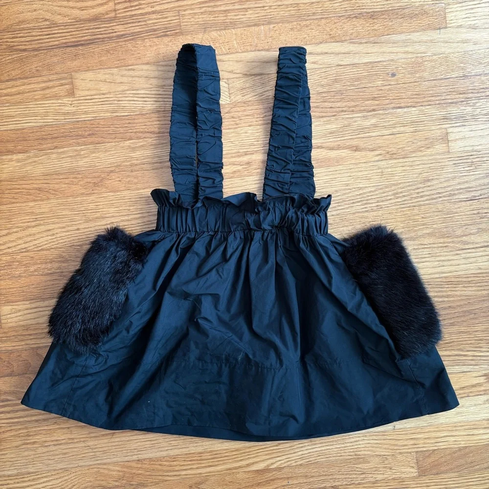 Carbon Solider girls‎ jumpsuit dress 7 Black Sleeveless Top with Fur side